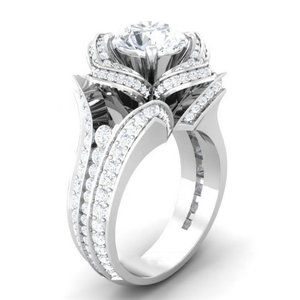 🌸Fashionable 925 Silver Plated Rose Flower Shaped CZ Ring, MARR9405